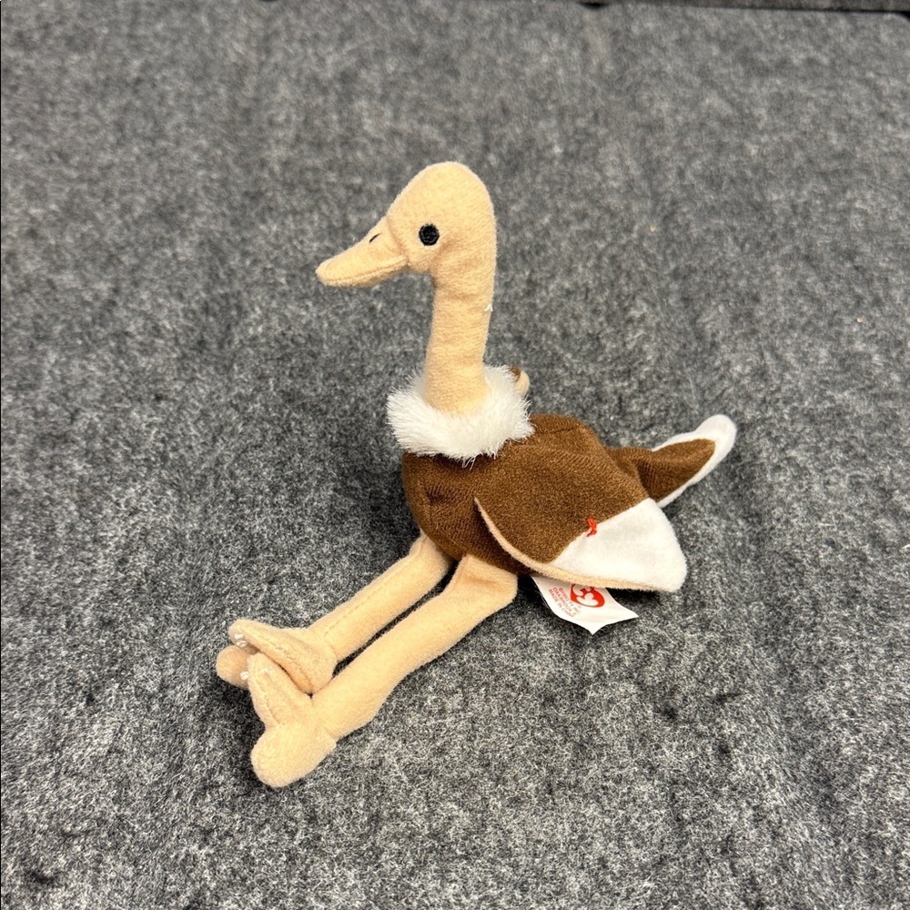 Ty Plush Ostrich Bird Toy - Tan and Brown